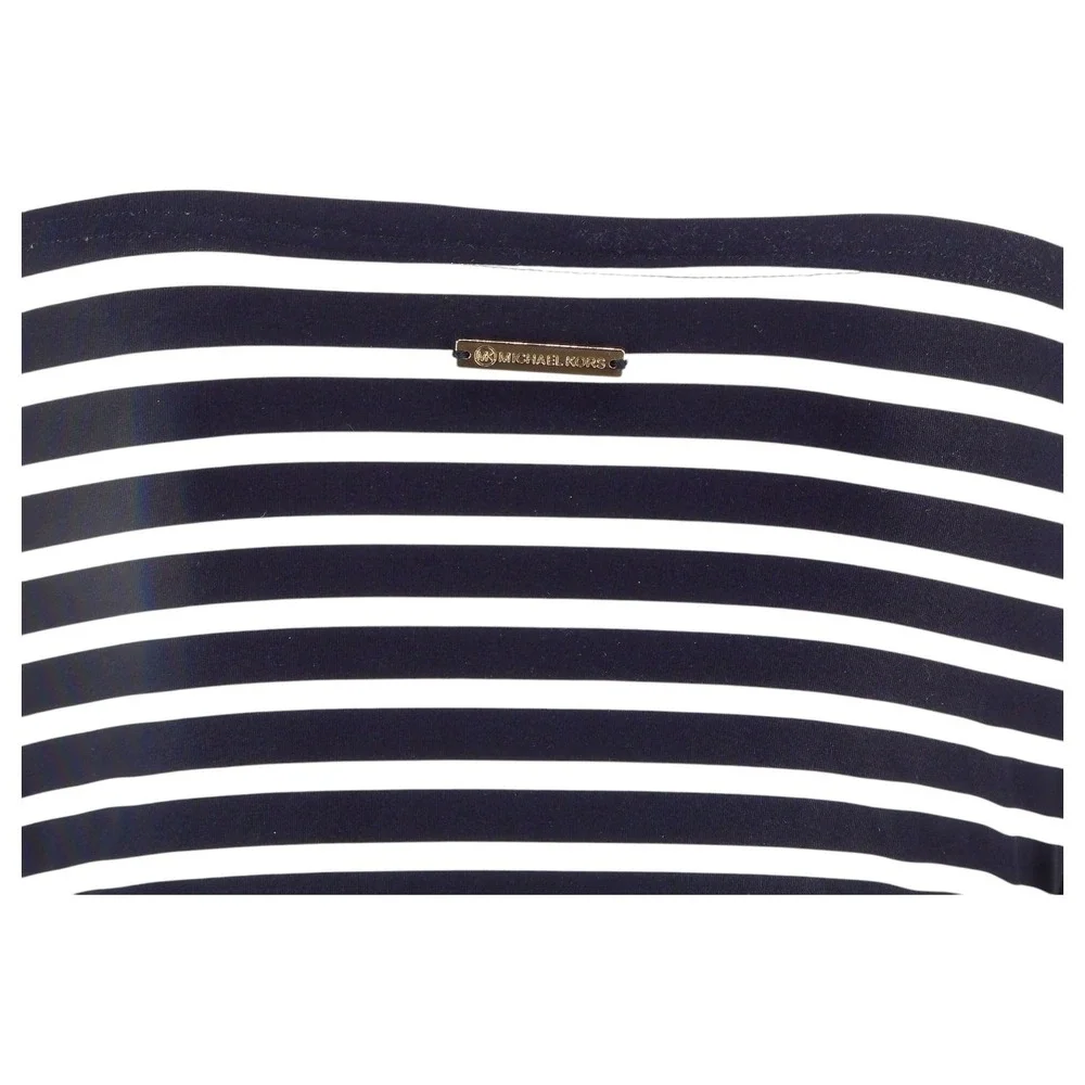 Michael Kors Swimsuit Womens 12 One Piece Halter Monokini Stripe Black White